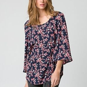 NWT Floral Print Open Back Waist Tie Blouse